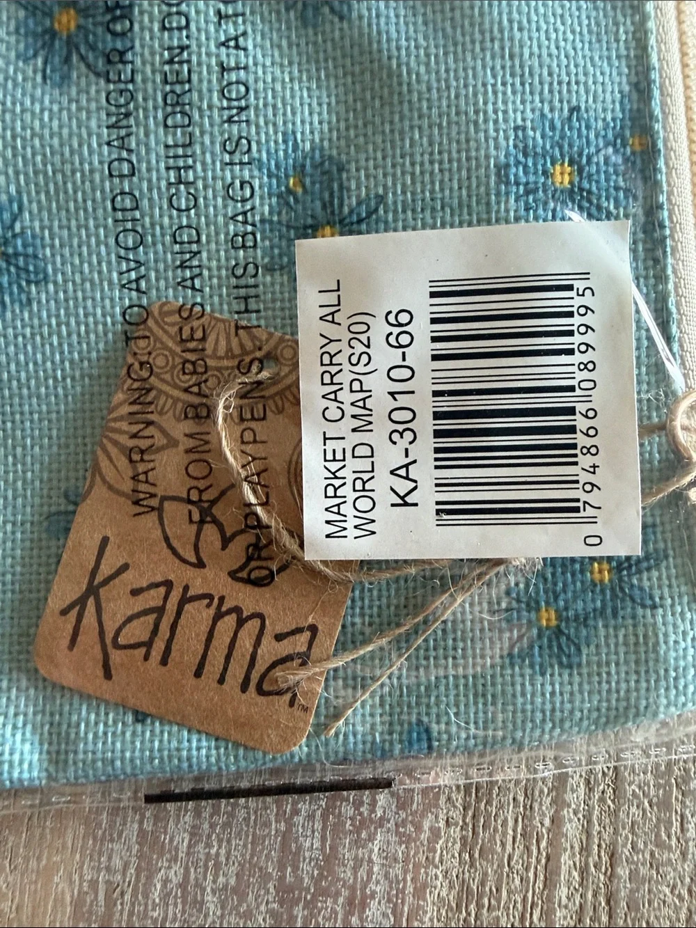 Karma Bloom Wherever You Go - Blue & Gold World Map Canvas Pouch